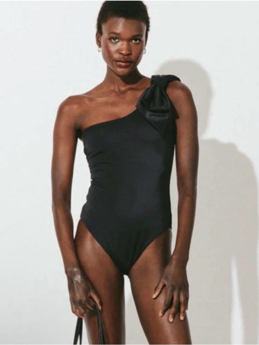 Cleobella One-Shoulder Black Bow Swimwear - NWT - Sz S